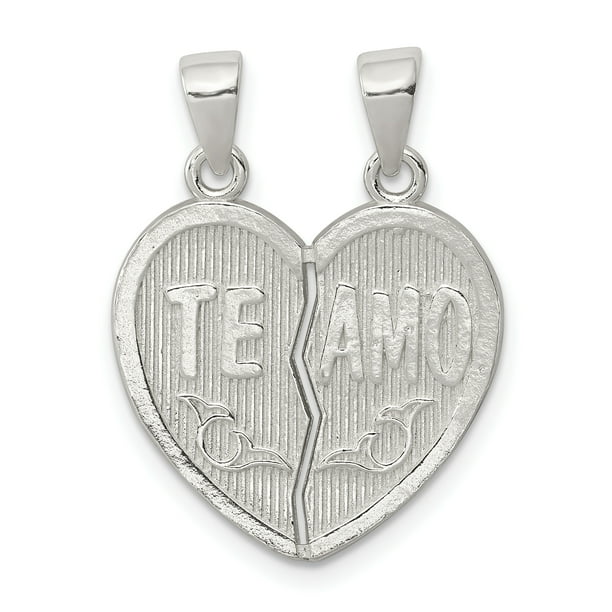 Solid 925 Sterling Silver Polished Mini I Love You Break Apart Heart Pendant Solid 925 Sterling Silver Polished Mini I Love You Break Apart Heart Pendant